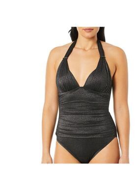 Small Black Sparkly Halter V Neck Bodysuit